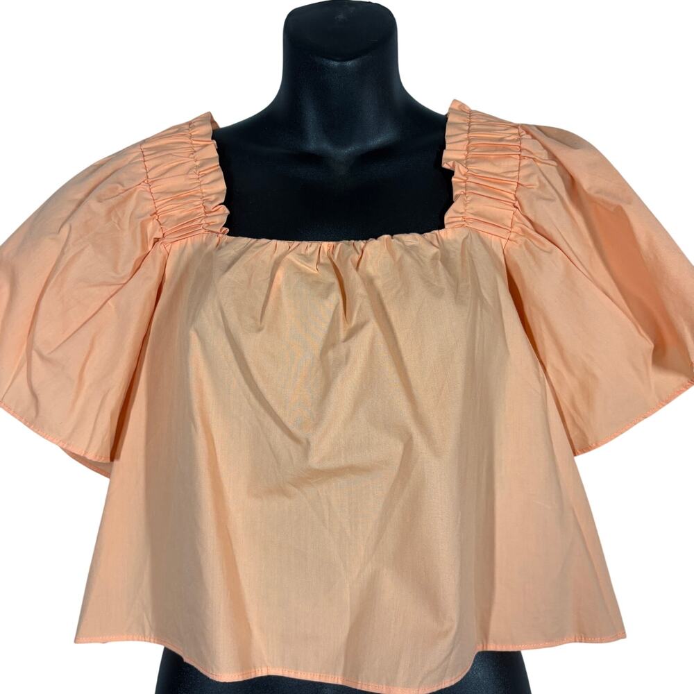 NEW! Zara Crop Blouse Short Sleeve Square Neck - M